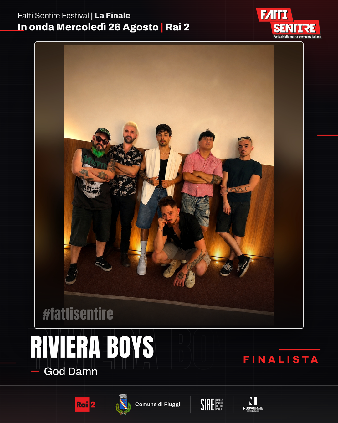 Riviera Boys, finalista del Fatti Sentire Festival 2026 con il brano God Damn
